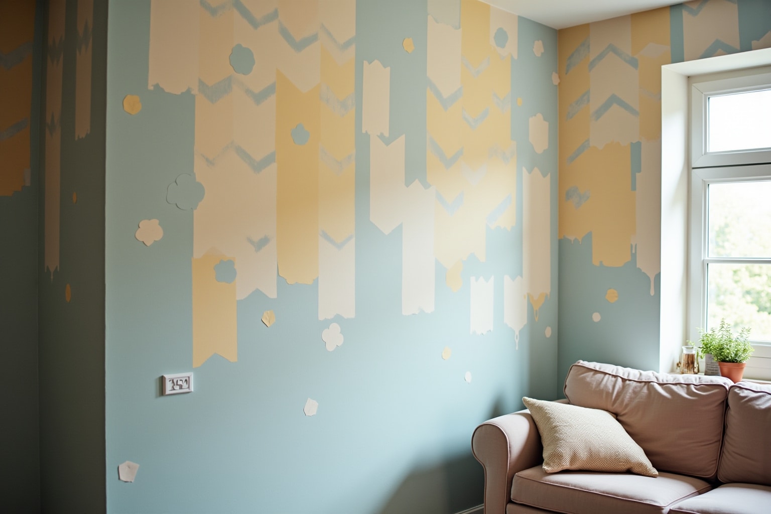 wand streichen muster abkleben ideen-Titel